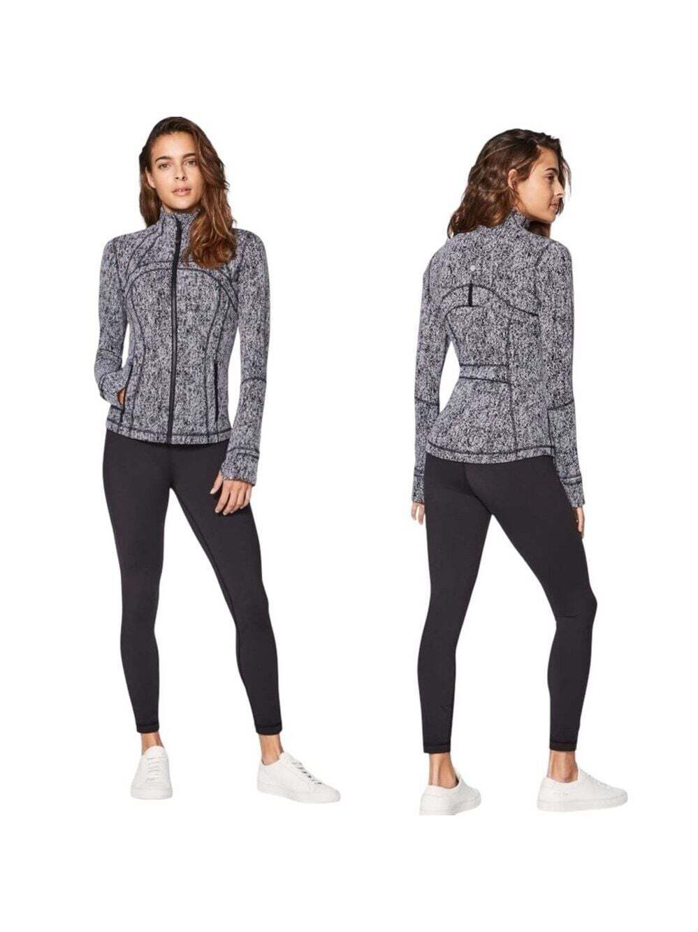 Lululemon Define Jacket Luon Size 4 Irregular Denim Twill Black White Sleekcore
